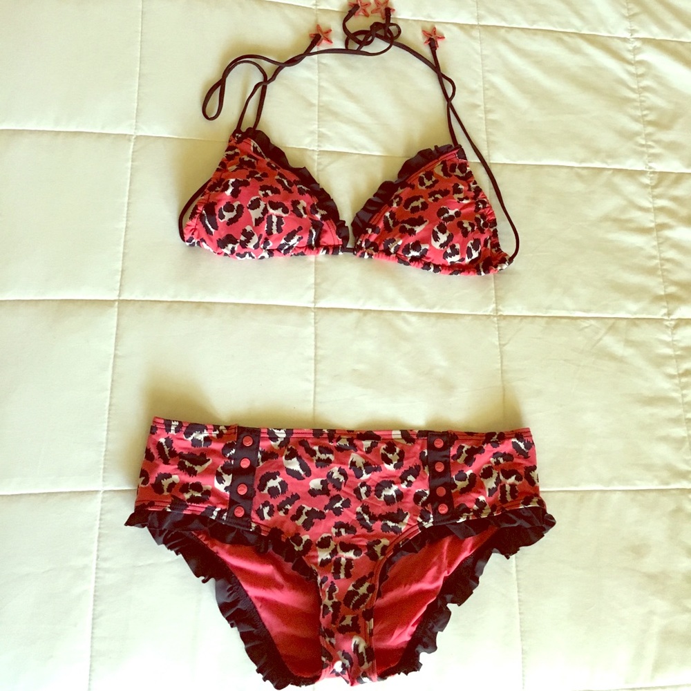 Marc by Marc Jacobs leopard coral and black bikini