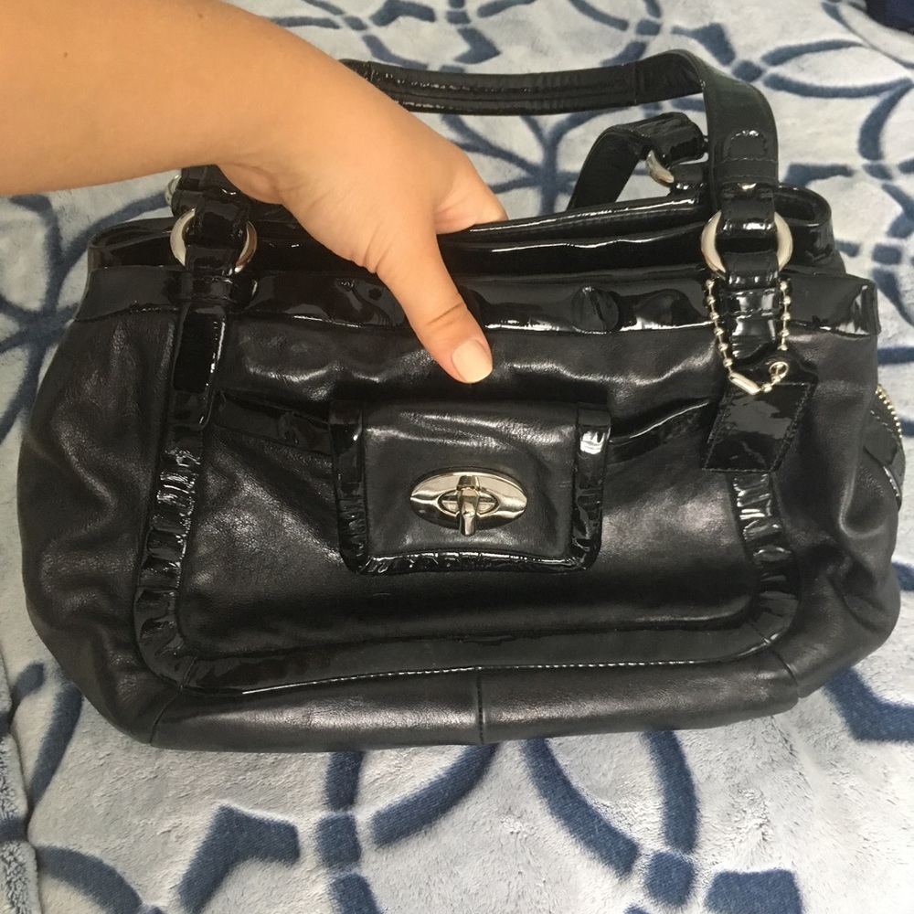 🔥CHEAP COACH BLACK LARGE LEATHER BAG