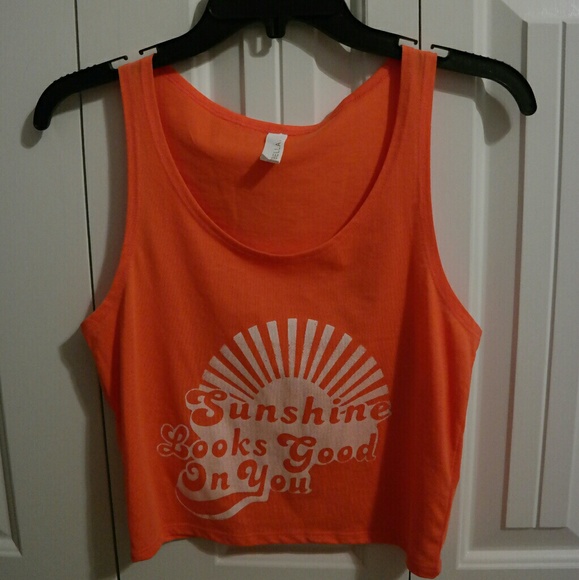XS/S Coral Sunshine Crop Tank Top - Picture 5 of 6