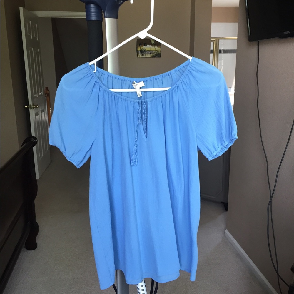 Joie Blue Peasant Top