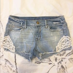 American Eagle AE Lace Denim Shorts 2