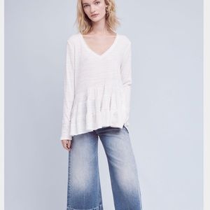 Anthropologie white peplum top size small