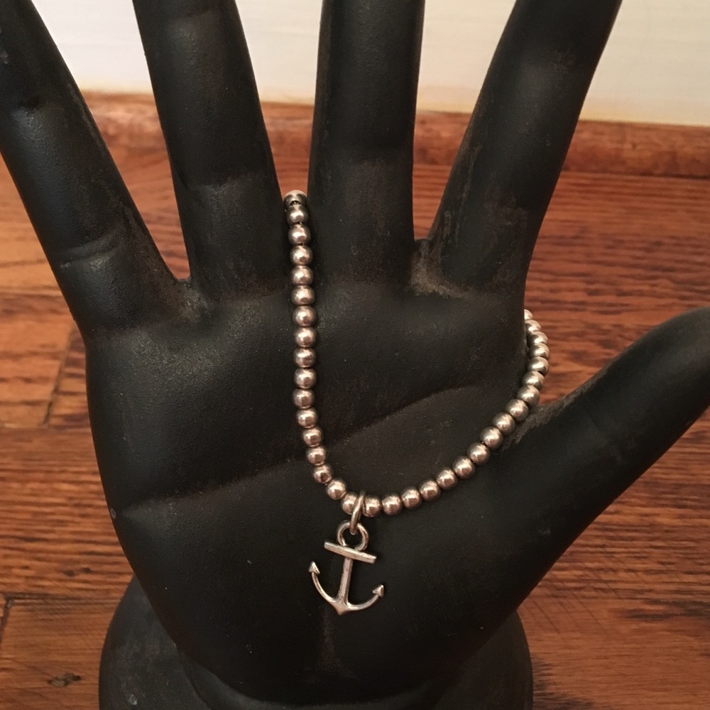 Silver anchor charm bracelet