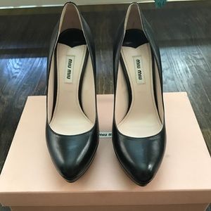 BRAND NEW Miu Miu Black Leather Heels