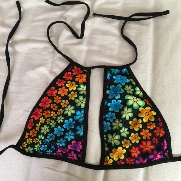 OceanMoon Tops - *SOLD* OceanMoon Trip Like I Do Rave Halter Top