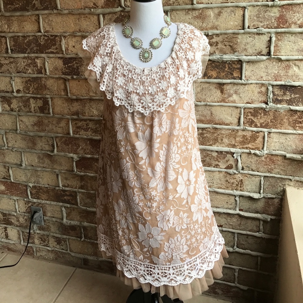 Cream white lace dress