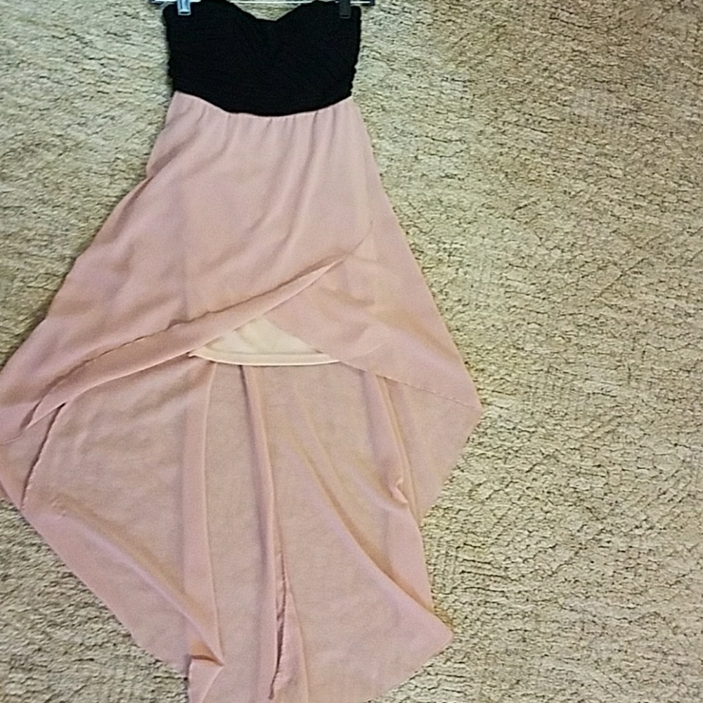 Black and nude strapless highlow