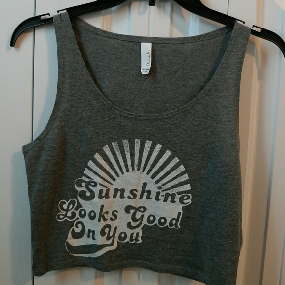 M/L Gray Sunshine Crop Tank Top - Picture 5 of 5