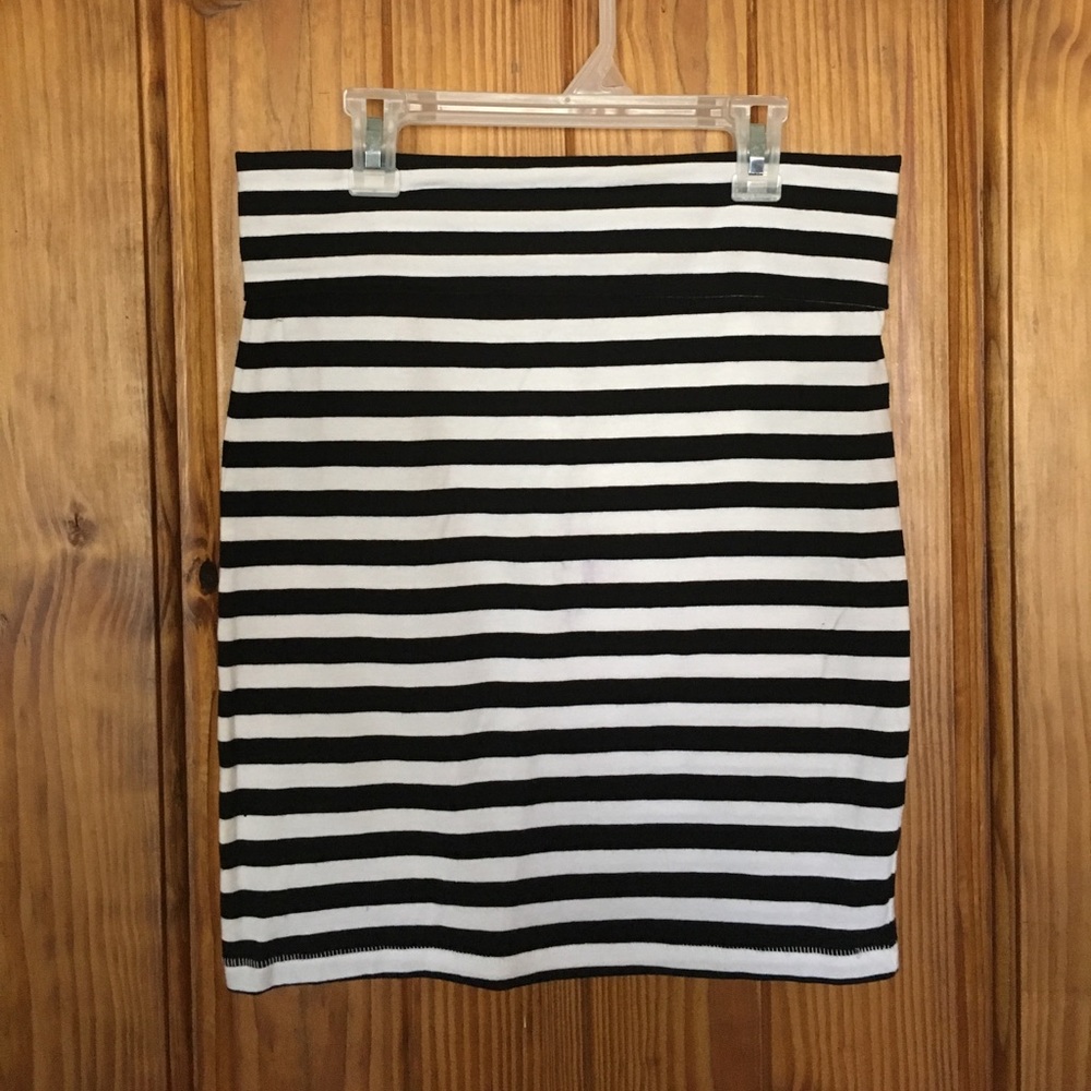 Striped cotton jersey pencil skirt