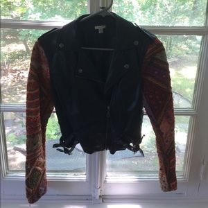 Ecote vegan moto jacket w embellished sleeves.