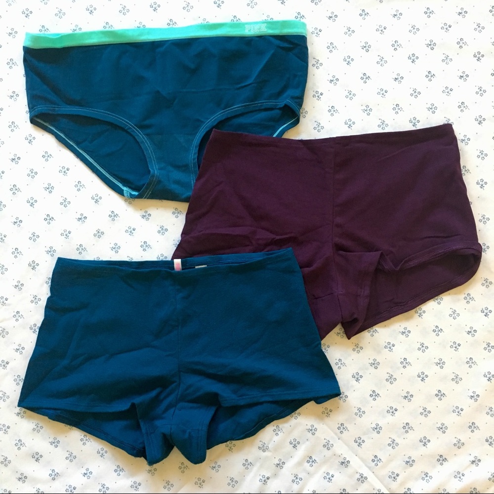 VS PINK panties, 3 pack, size m, teal and maroon