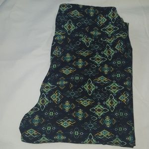 EUC Lularoe leggings OS -  green geo