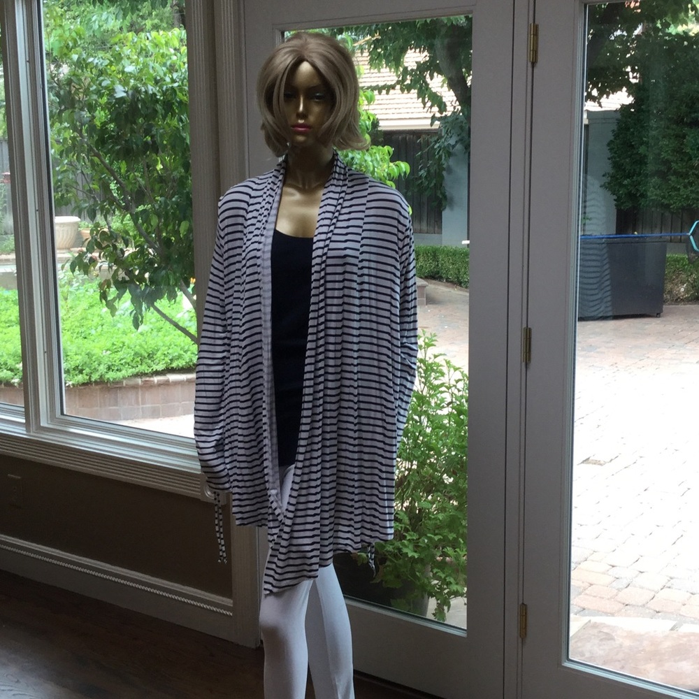 Navy and white cardigan