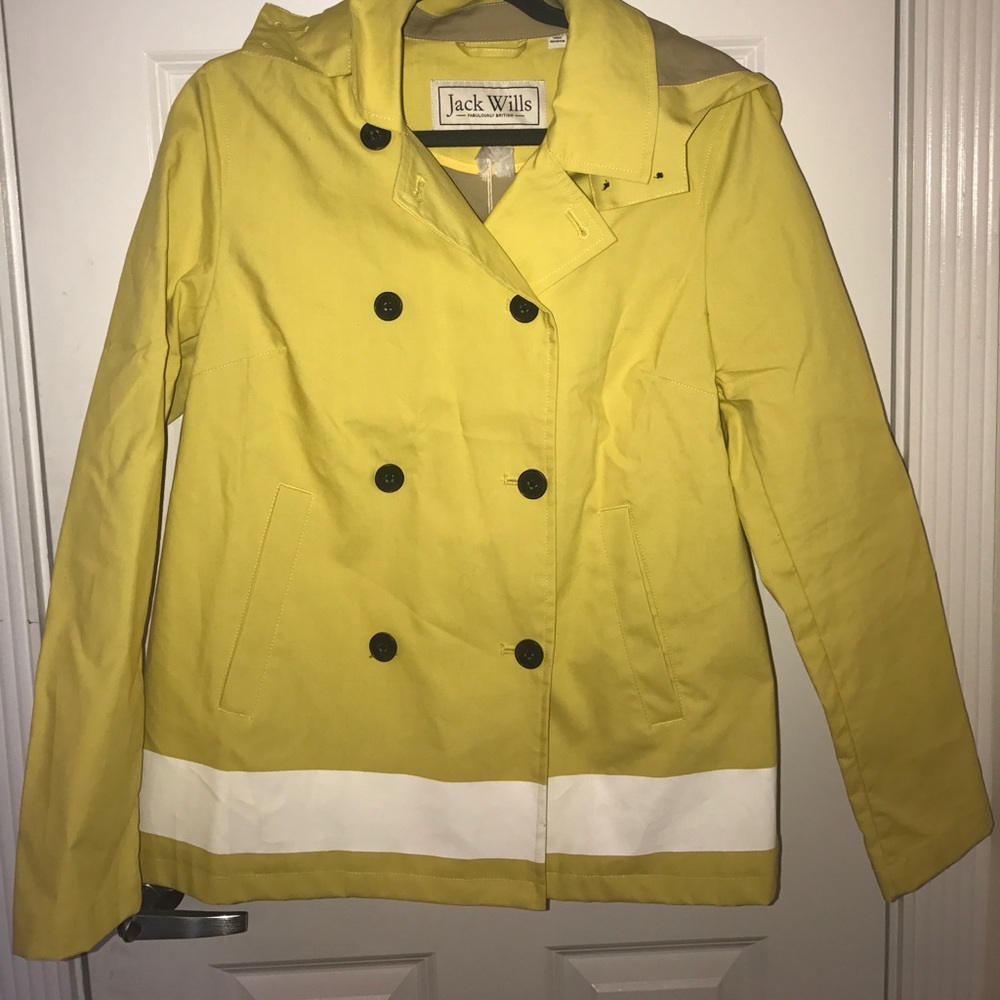Jack wills yellow peacoat style raincoat
