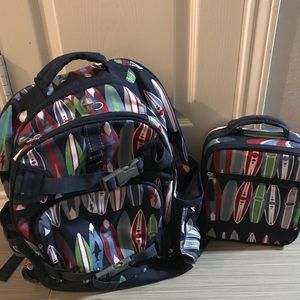 Pottery Barn Surfboard Backpack and Lunchbox