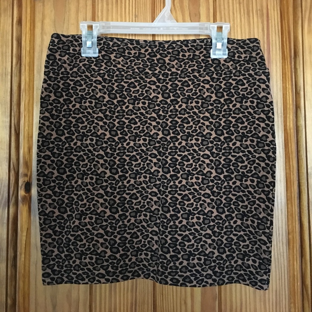 Cotton jersey leopard pencil skirt