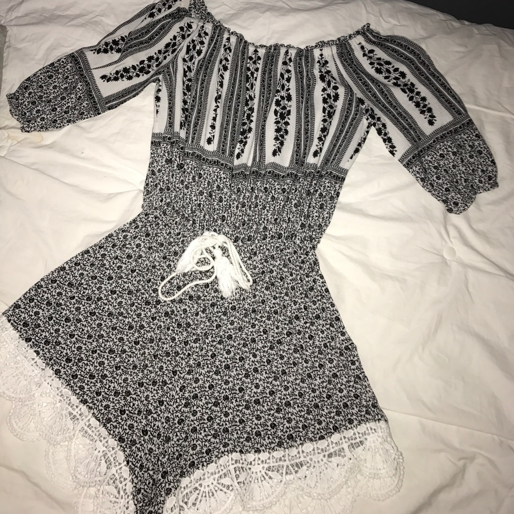 Black and White printed romper