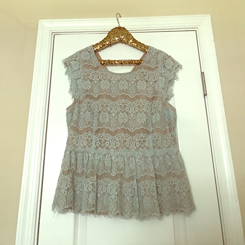 Anthropologie lace peplum top
