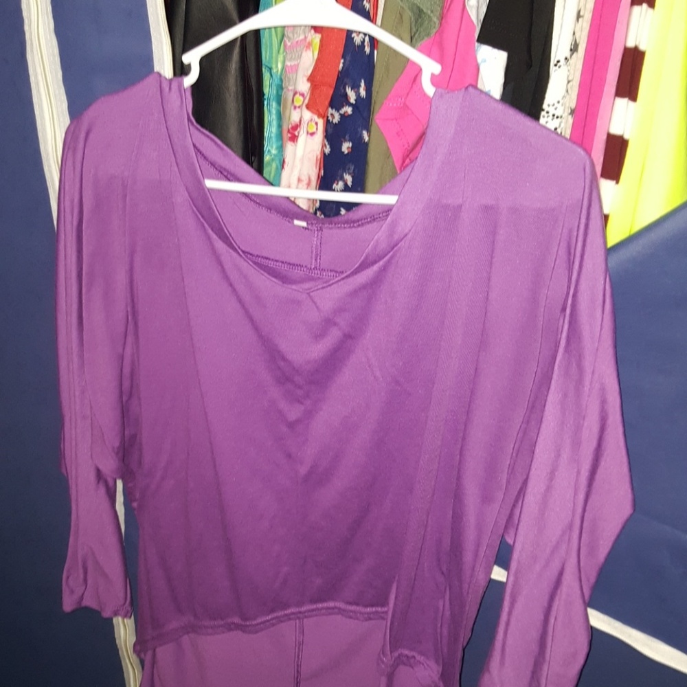 Purple off the shoulder half sleeve shirt