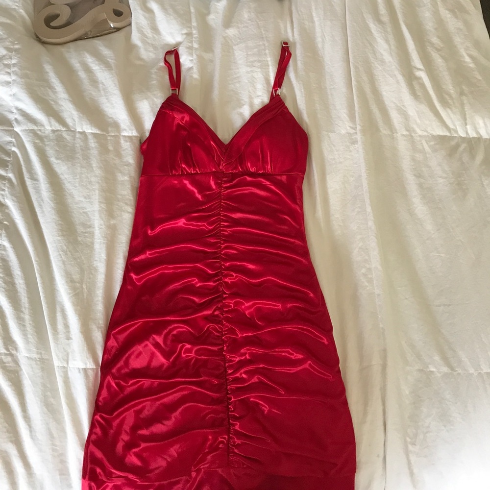Red satin dress.  Never worn!
