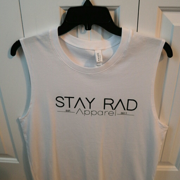 Stay Rad Men's Medium Muscle Tank White - Picture 4 of 4