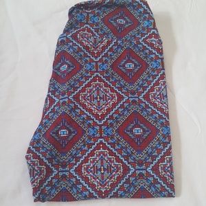 EUC Lularoe leggings OS in blue and red geometric