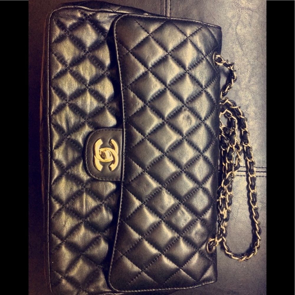 New CHANEL Washed Lambskin Quilted Maxi Chain