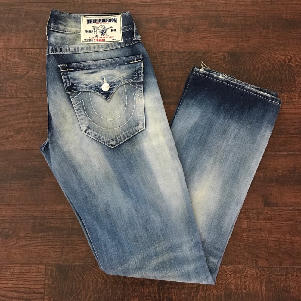 Men's True Religion Light/Dark Wash Straight Jeans