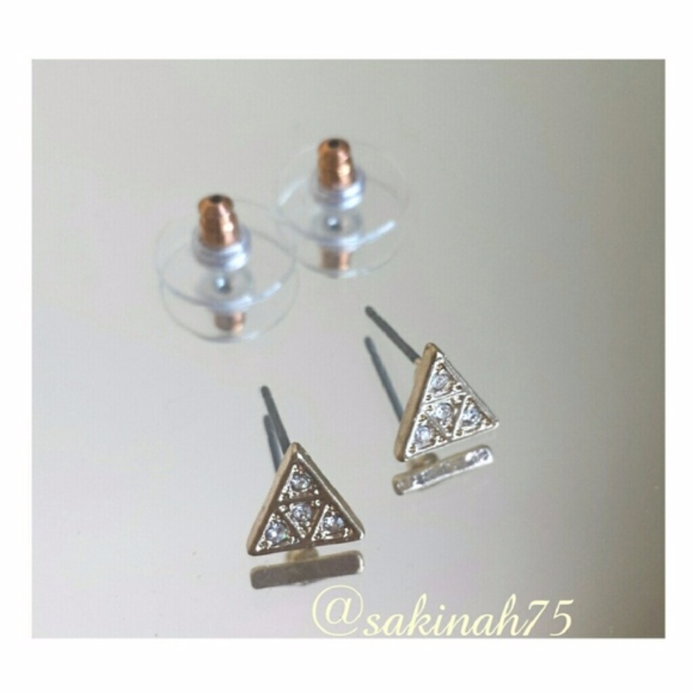 Triangle Stud Earrings with Pave Crystals NEW!
