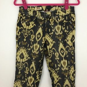 Awesome patterned jeans.