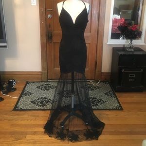 Black Evening Gown with Lace Detail