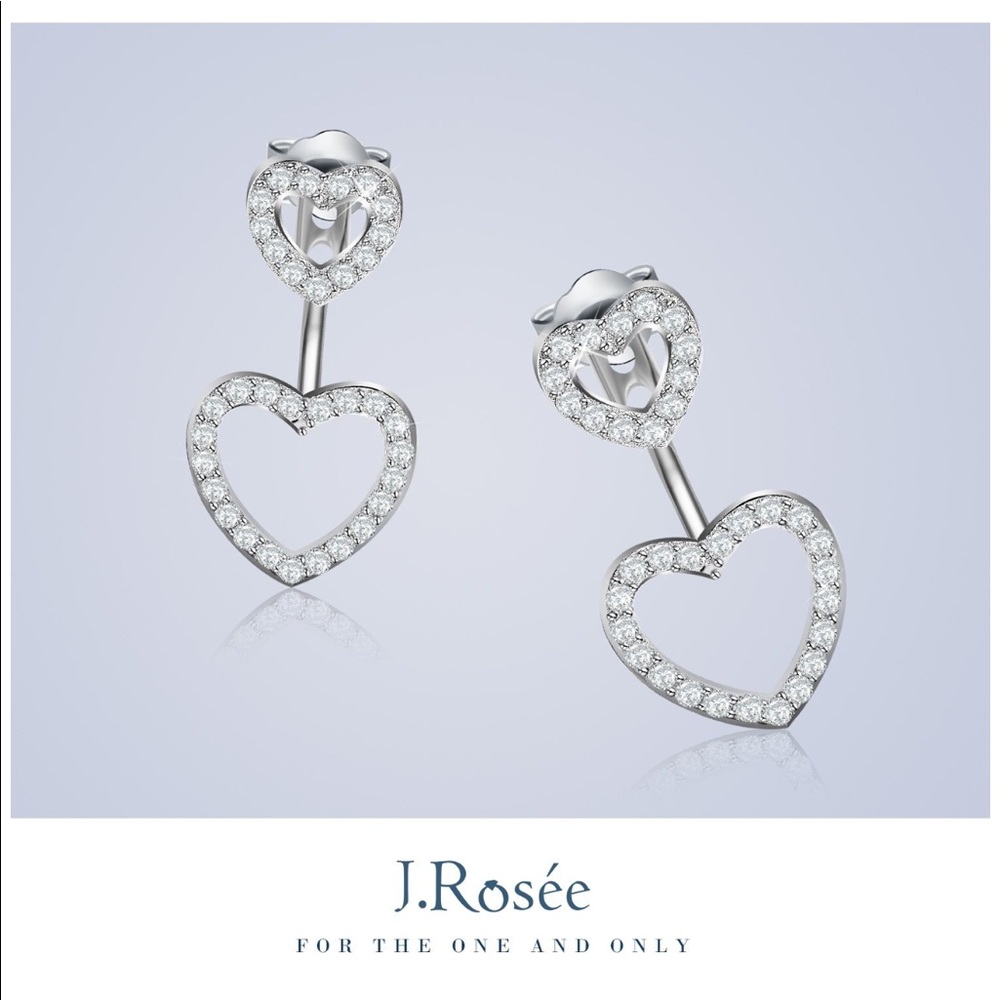 Sterling Silver Love Hearts Studs J.Rosée