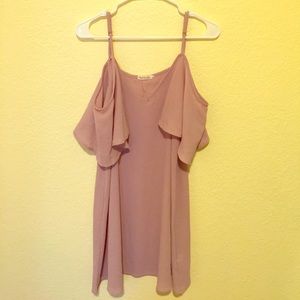 An open shoulder dress.