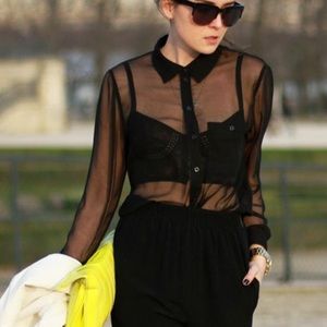 🖤 SHEER OVERSIZED BUTTON UP from AMERICAN APPAREL