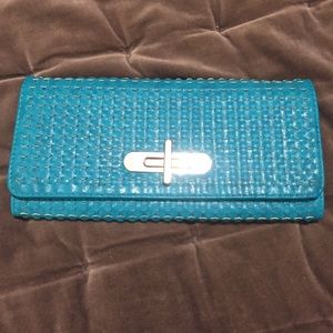 Blue teal clutch with optional crossbody