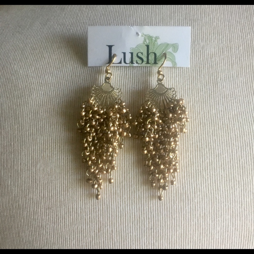 LUSH Brushed Gold Tone Chandelier Earrings