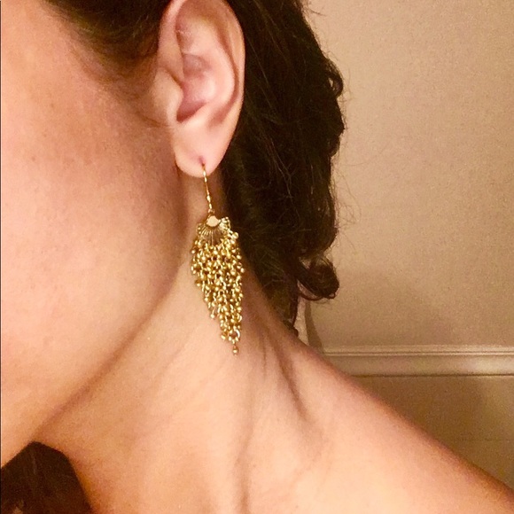 LUSH Brushed Gold Tone Chandelier Earrings - Picture 2 of 2