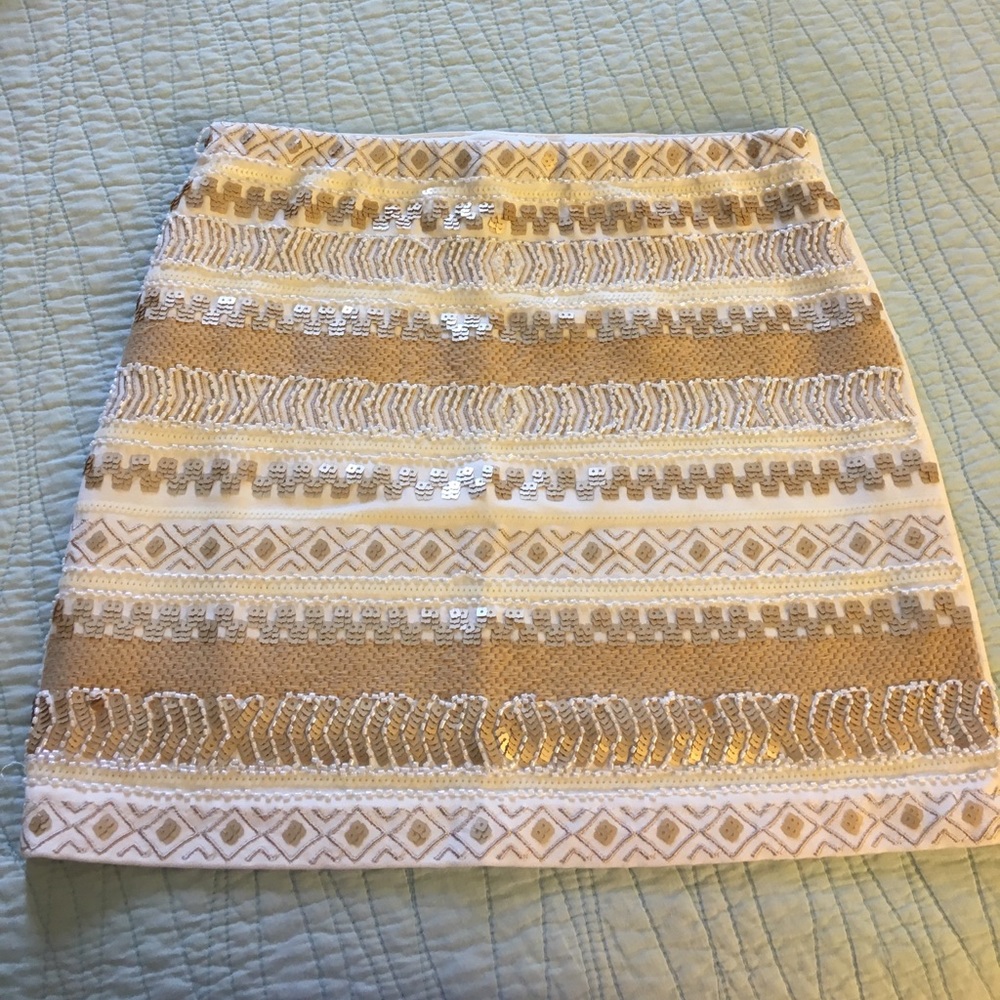 Gold beaded mini skirt