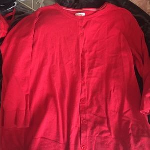 Red Quarter Sleeve Cardigan