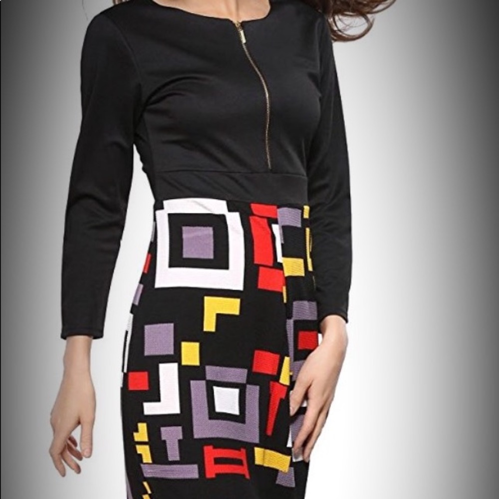 Knee length color block dress