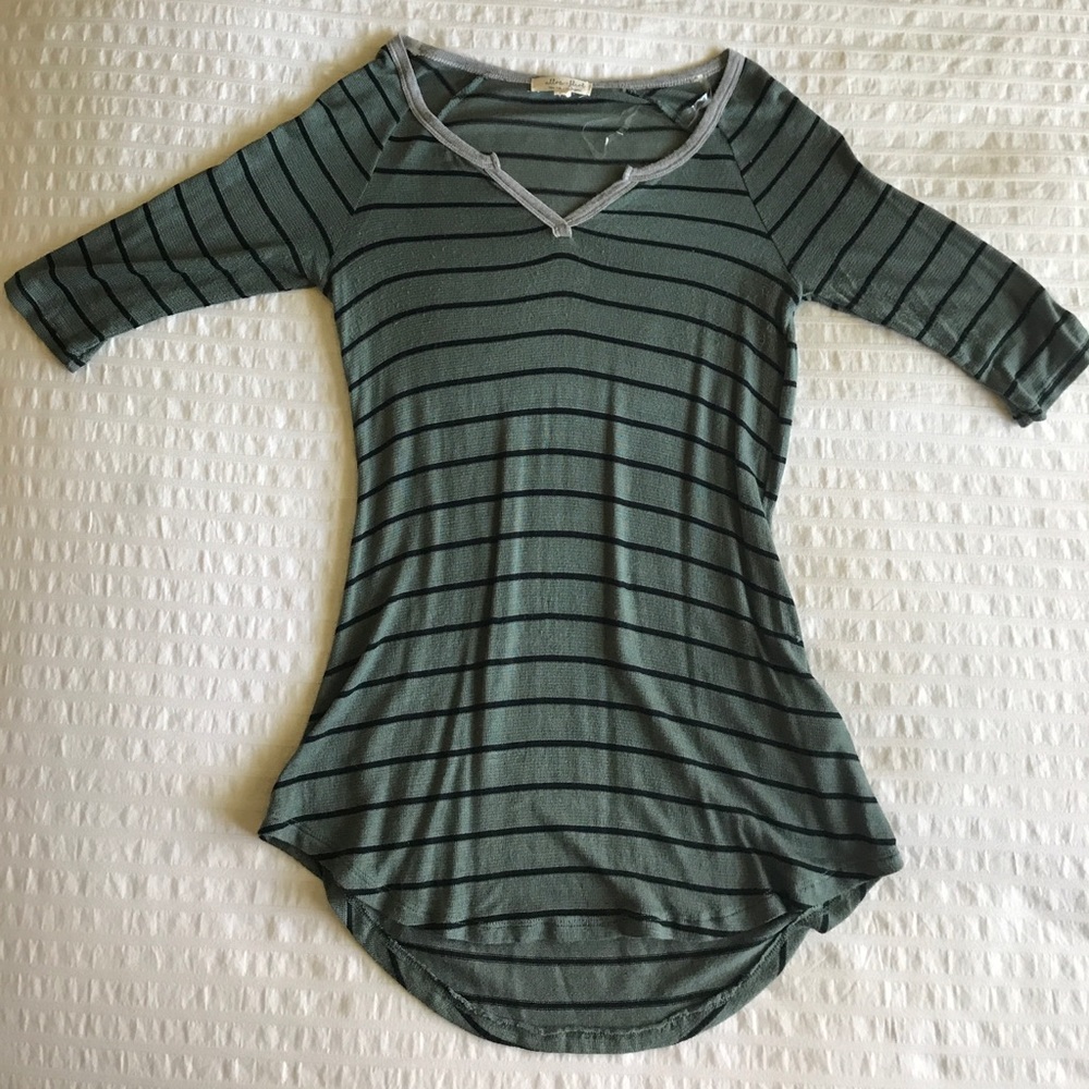 Striped Half Sleeved V-Neck