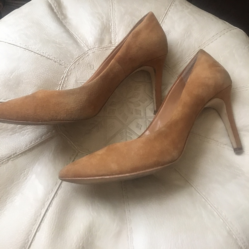 J Crew cognac colored suede heels