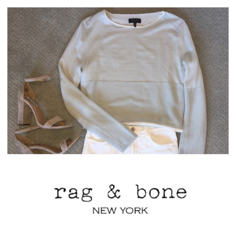 rag & bone blue crop sweater merino silk sz xs