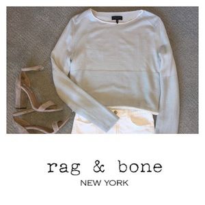 rag & bone blue crop sweater merino silk sz xs