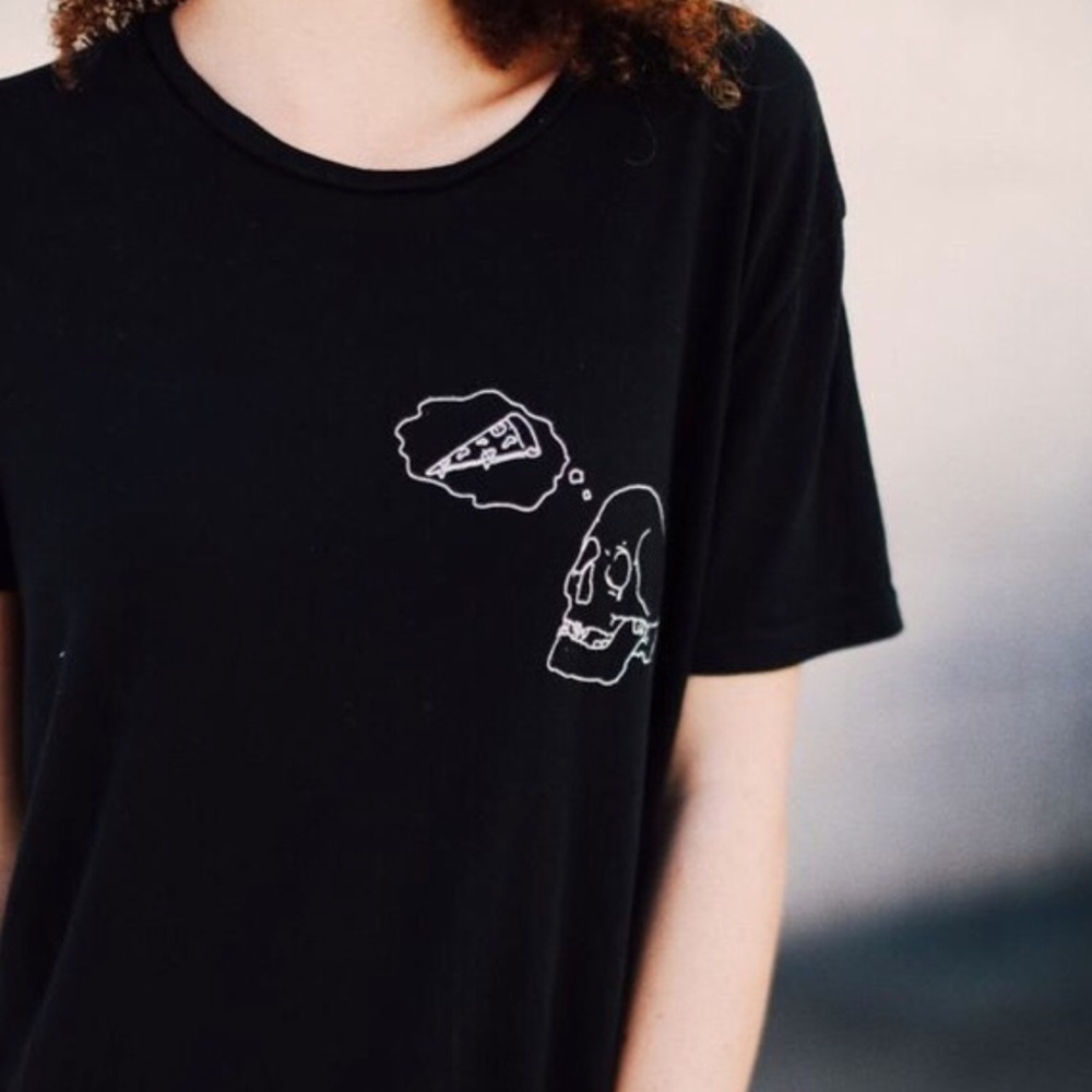 Brandy Melville Skull Pizza Shirt