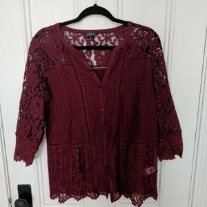 Dark Red Lacy Top