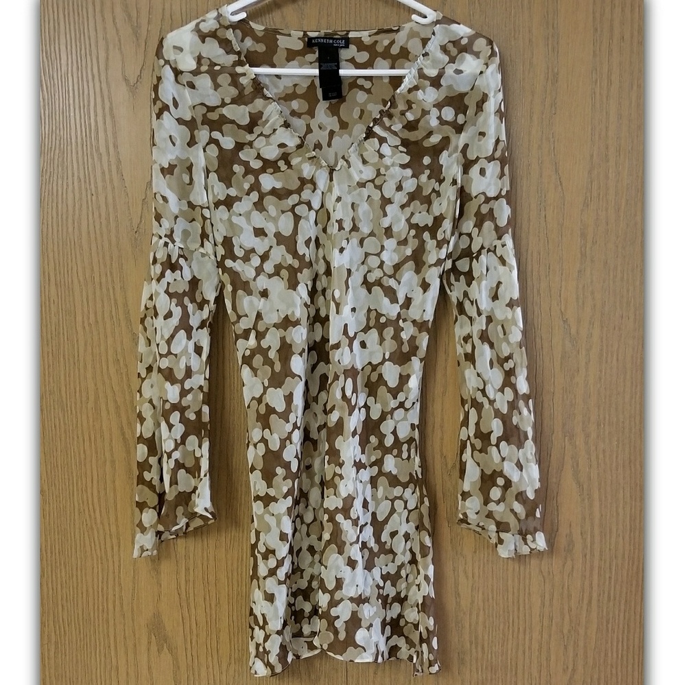 KENNETH COLE NEW YORK Sheer Silk Boho Mini Dress