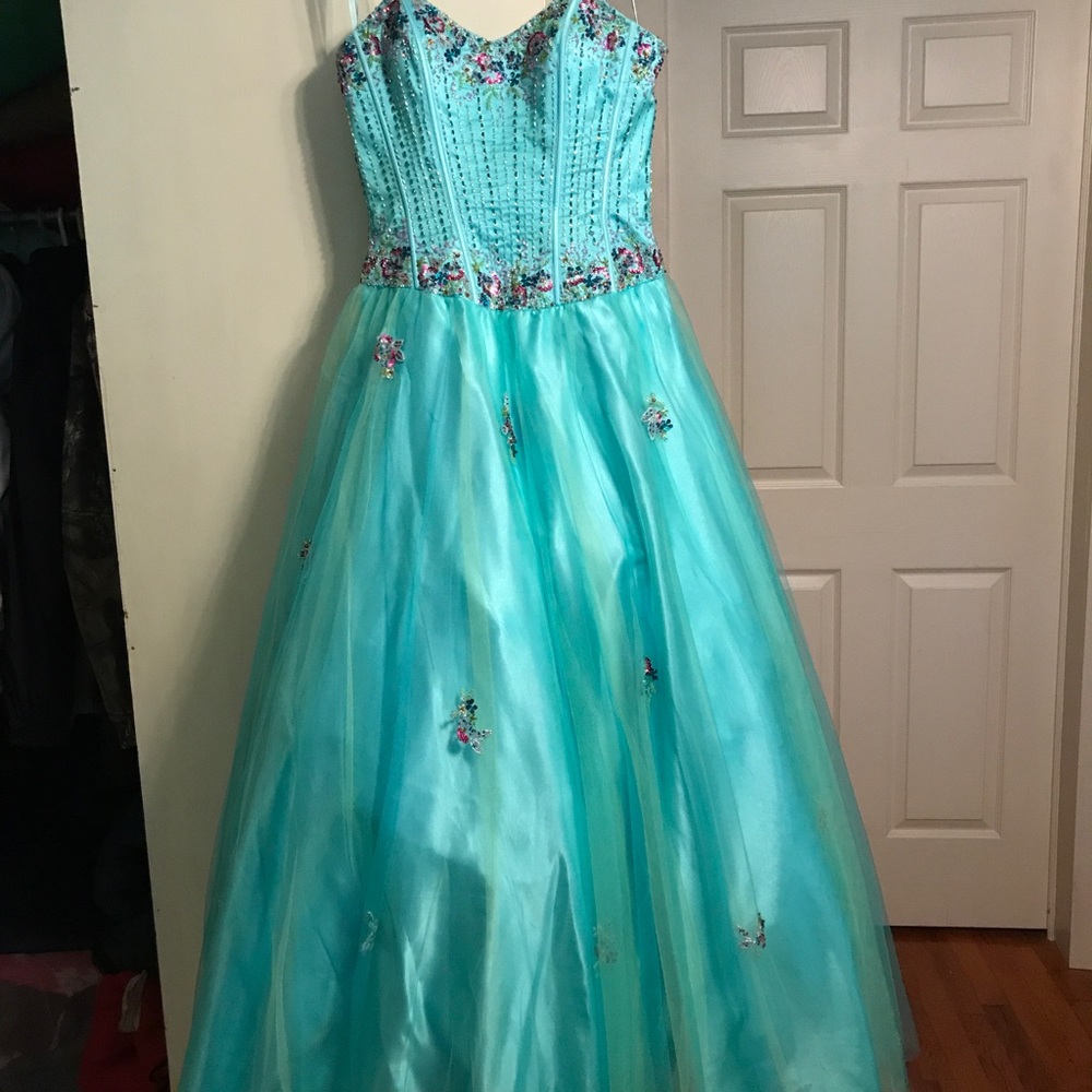 Floral Beaded princess style prom or pageant dress