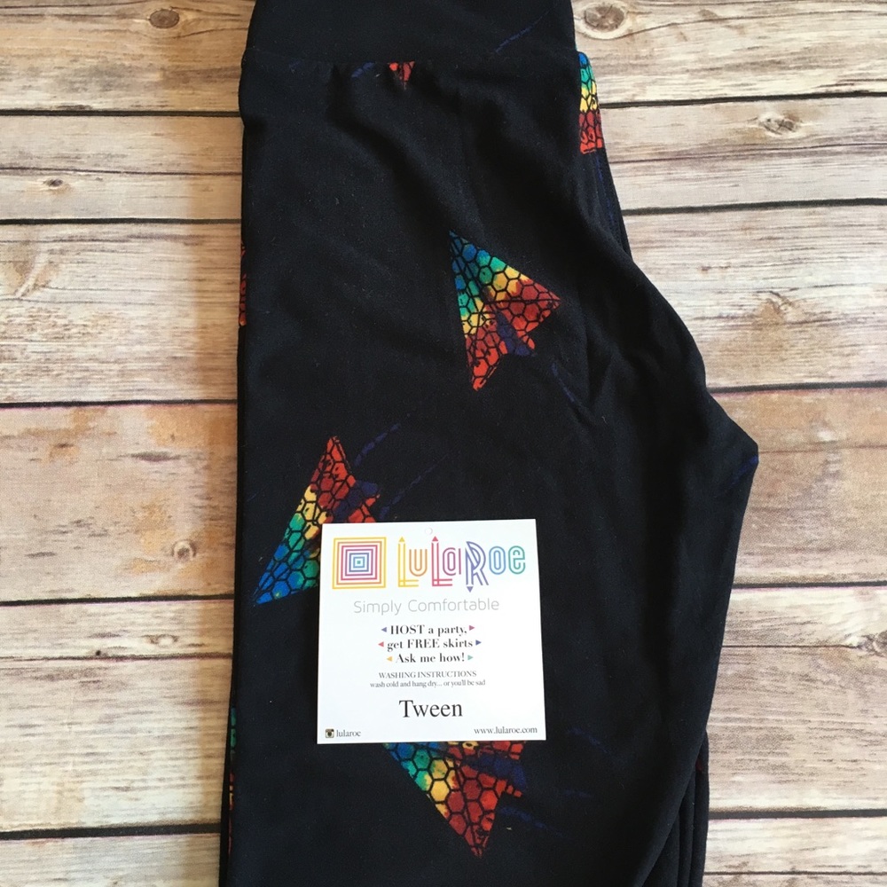 Lularoe Tween Leggings - Rainbow Airplanes NWT