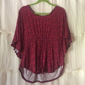 NWOT Mossimo pink & navy flutter sleeve top size L